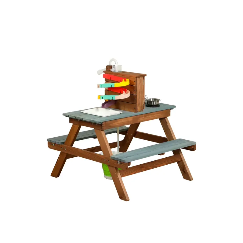 Kids Outdoor Folding Table - COMMIKI Ahşap Açık Hava Oyun Masası,