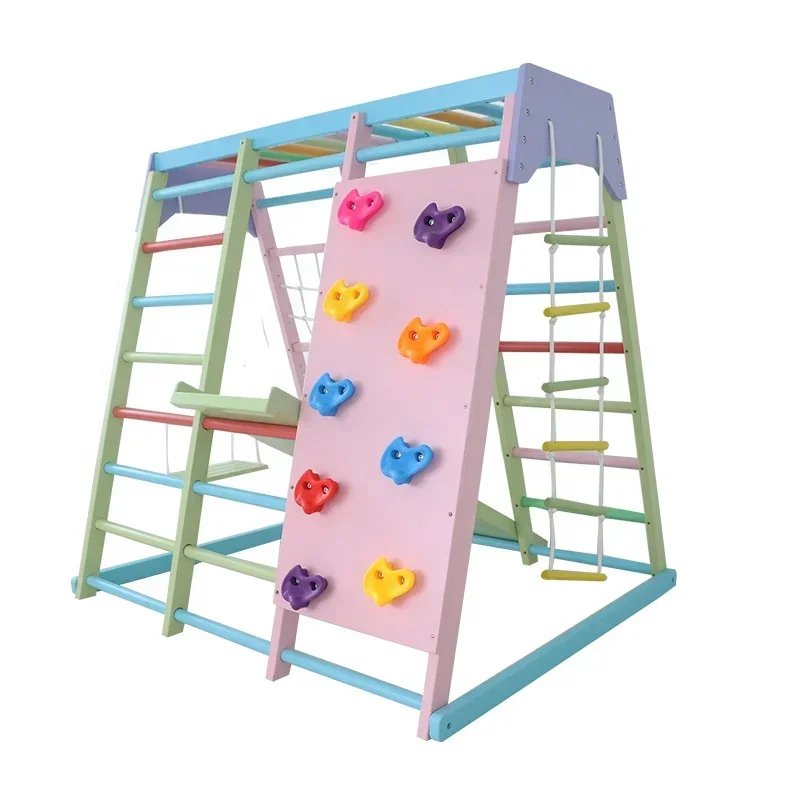 Kids Outdoor Swing Set - Çocuklar İçin Ahşap Tırmanma Çerçevesi, Salıncaklı